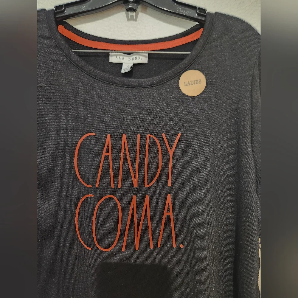Rae Dunn Halloween Candy Coma Long Sleeve Crewneck Shirt Womens Large - Picture 2 of 6